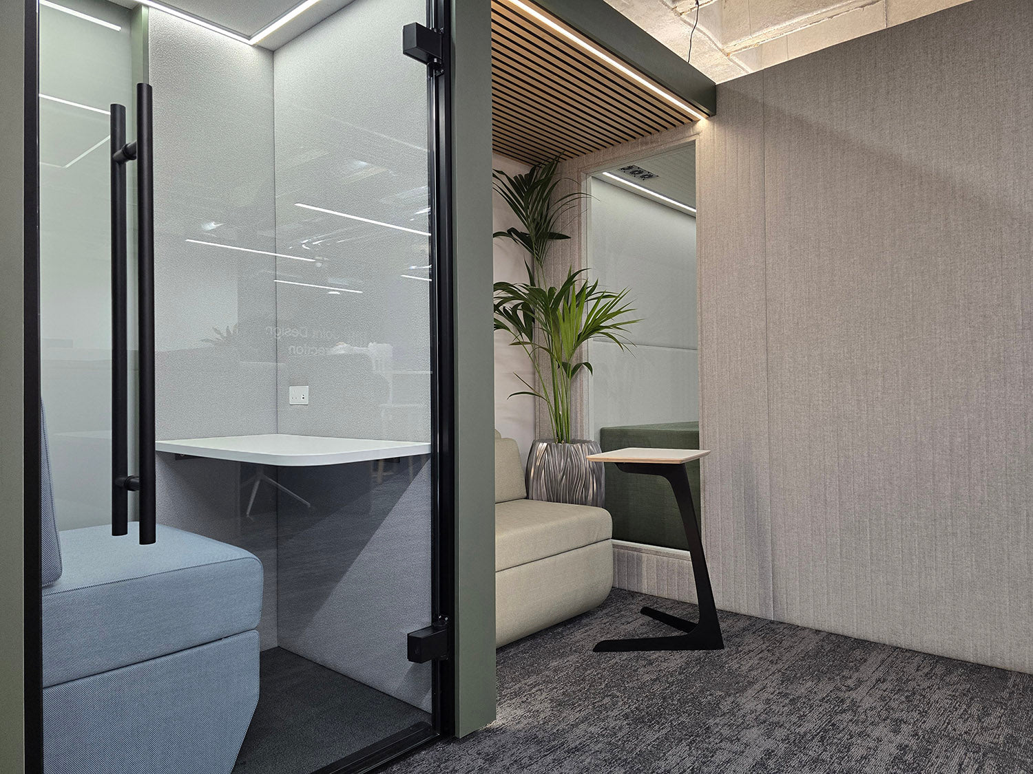 a close up of the seat and bridge in the clara meeting pod