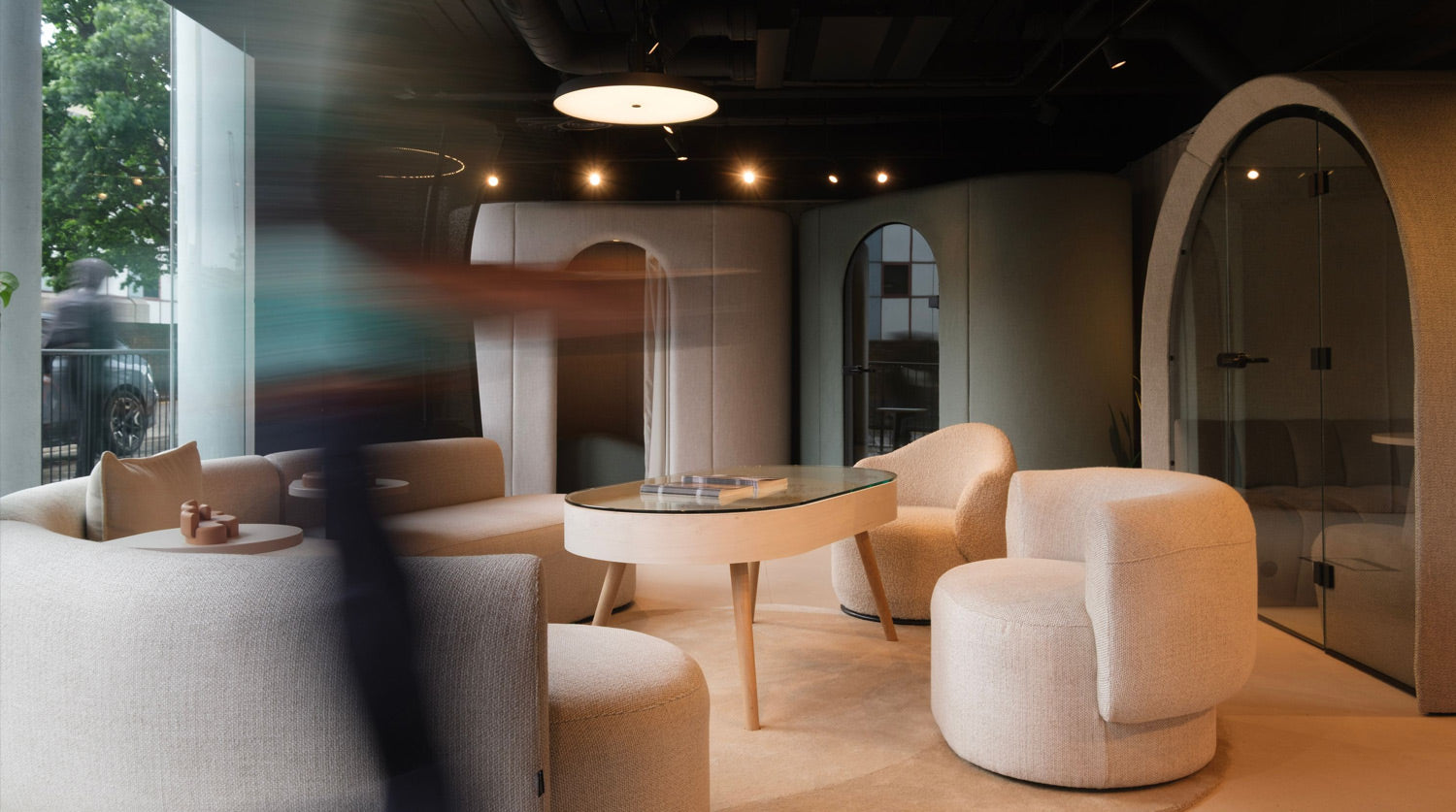 jdd archie meeting pod with glass door in a modern interior