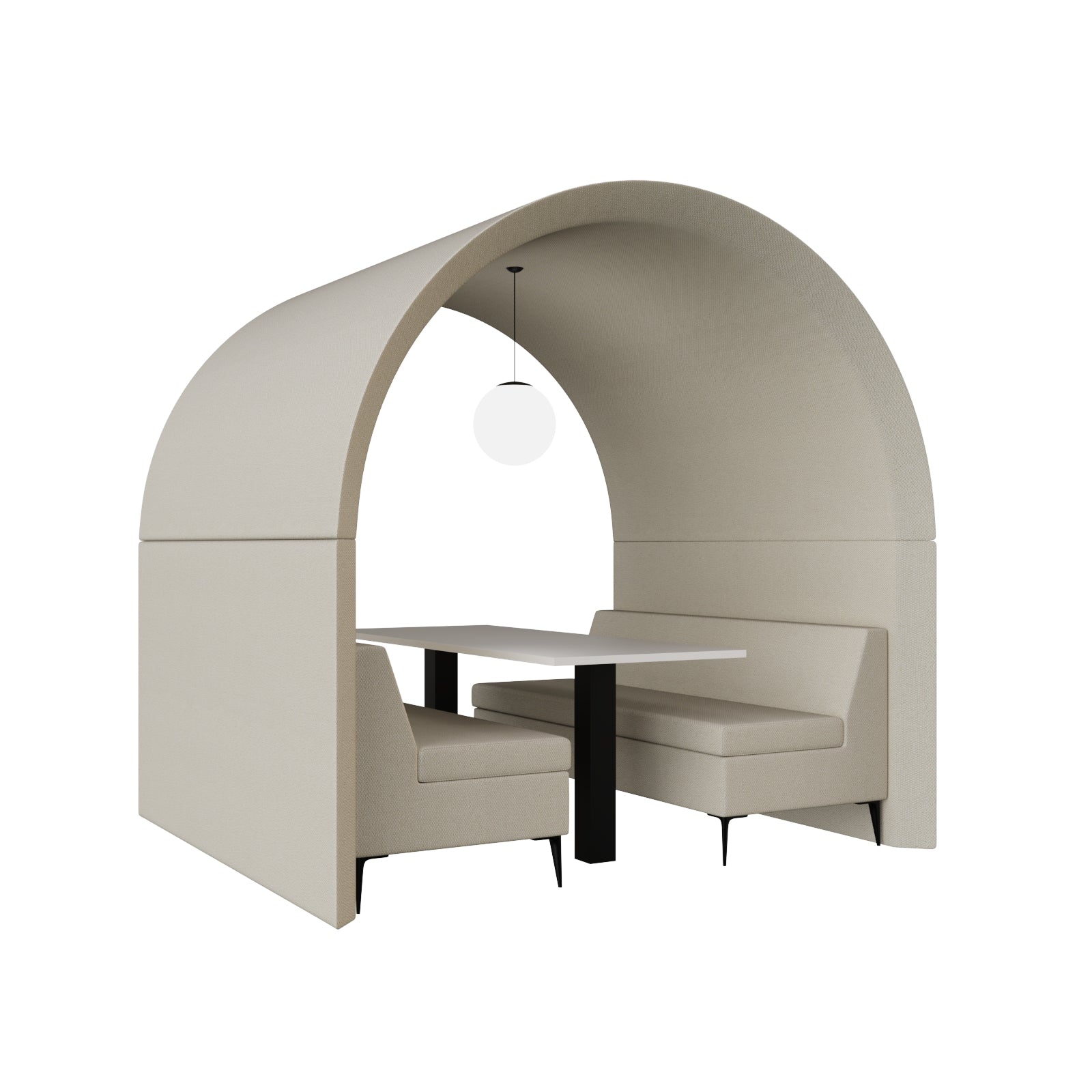 archie arched meeting pod with seats and table