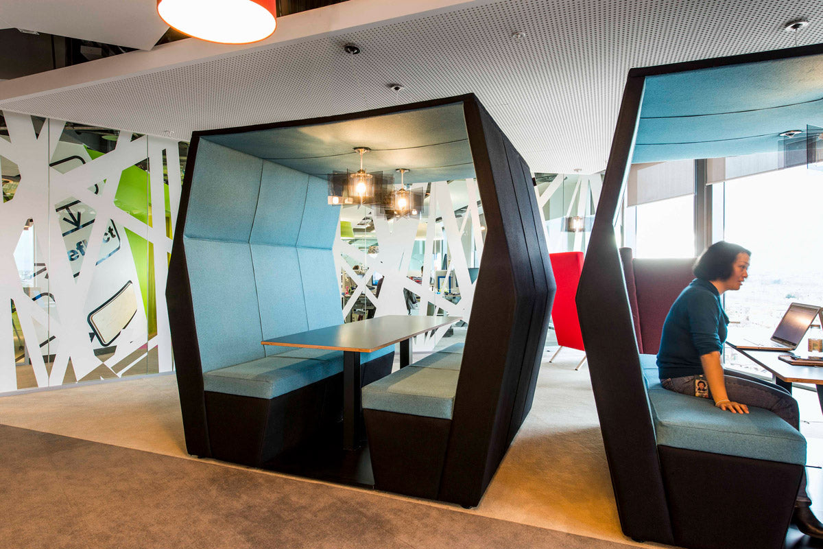 2 six person open sided meeting pods
