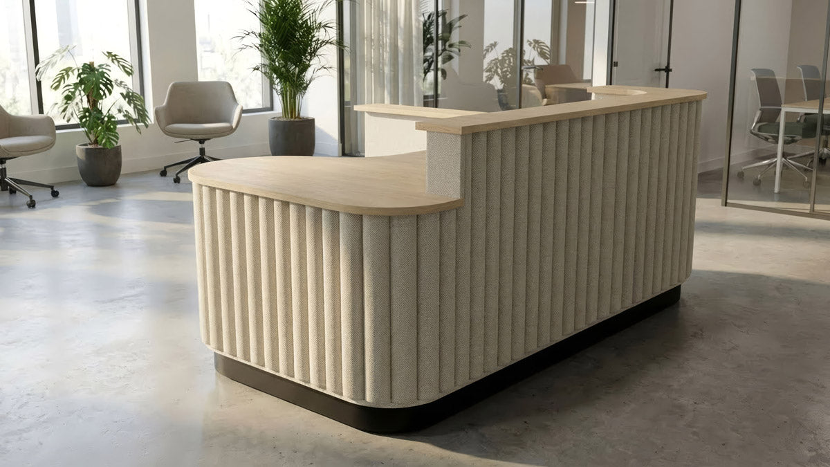 Reece L shape acoustic welcome desk