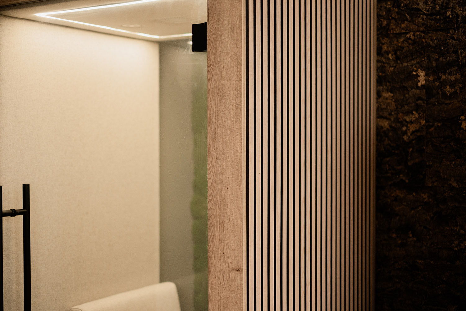 close up of the acoustic panelling on the jdd clara meeting pod