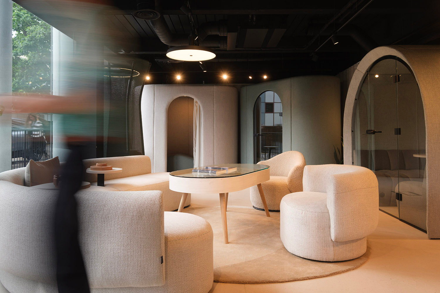 jdd archie meeting pod with glass door in a modern interior
