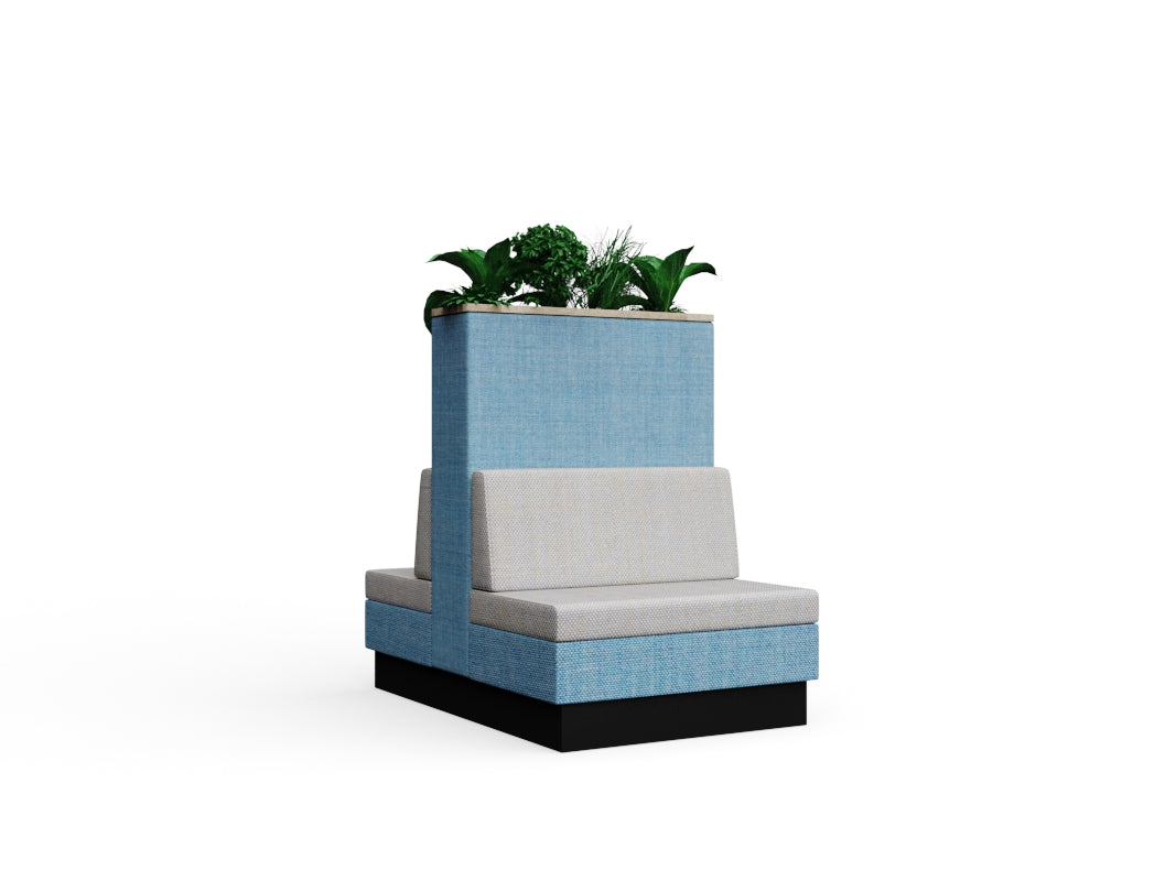 Cedric with Fearne Planter High with wood edge Back to Back Plinth