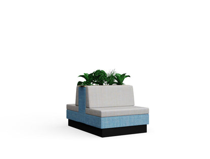 Cedric with Fearne Planter Low with wood edge Back to Back Plinth
